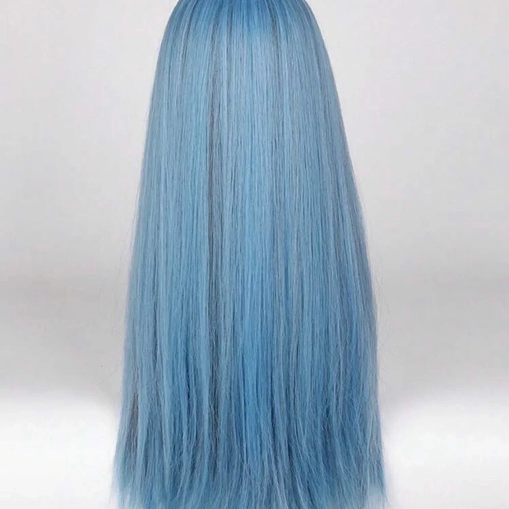Fashionable Blue Long Straight Synthetic Wig With Bangs